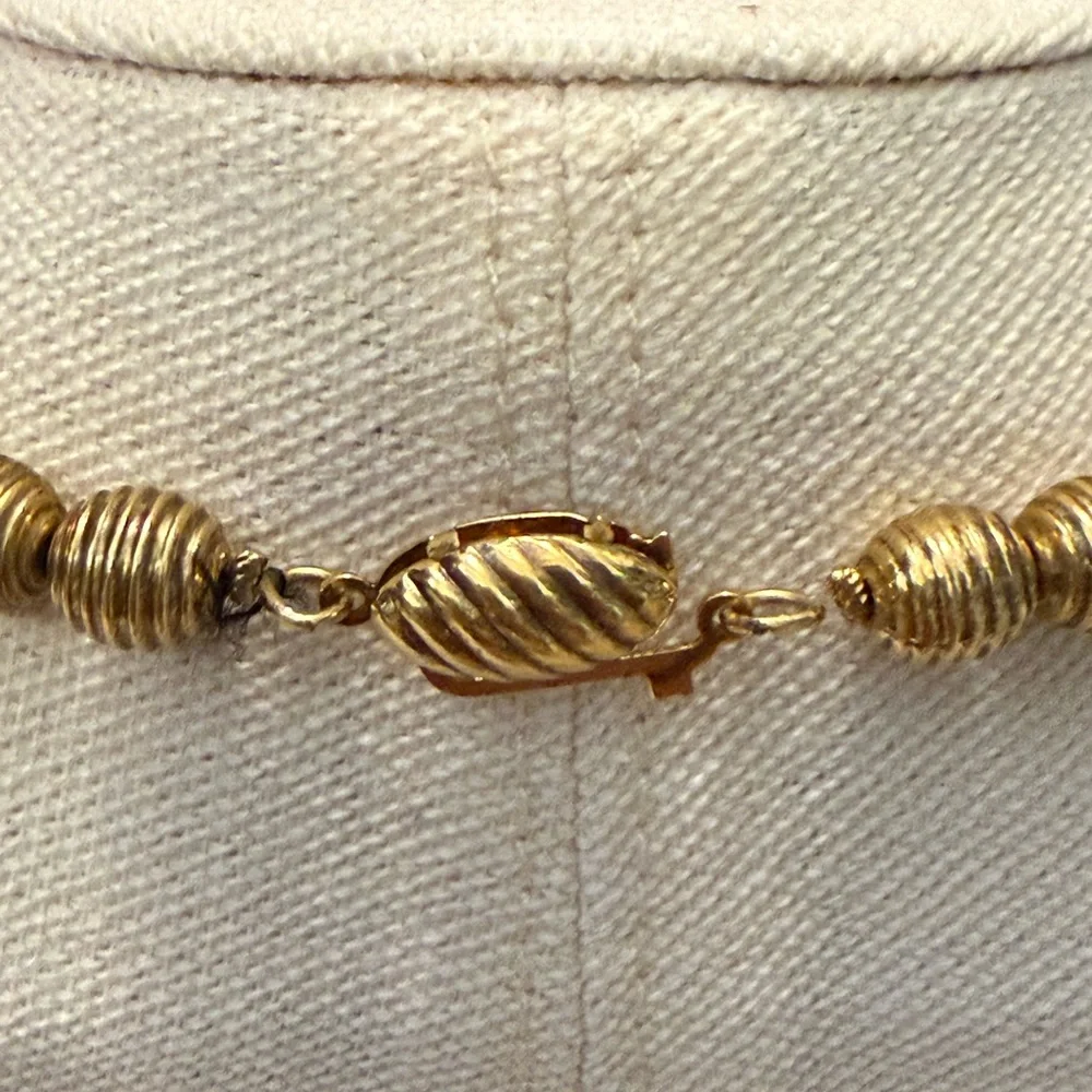 Vintage Turquoise Gold Bead Necklace - Women Jewelry - Picture 3 of 5